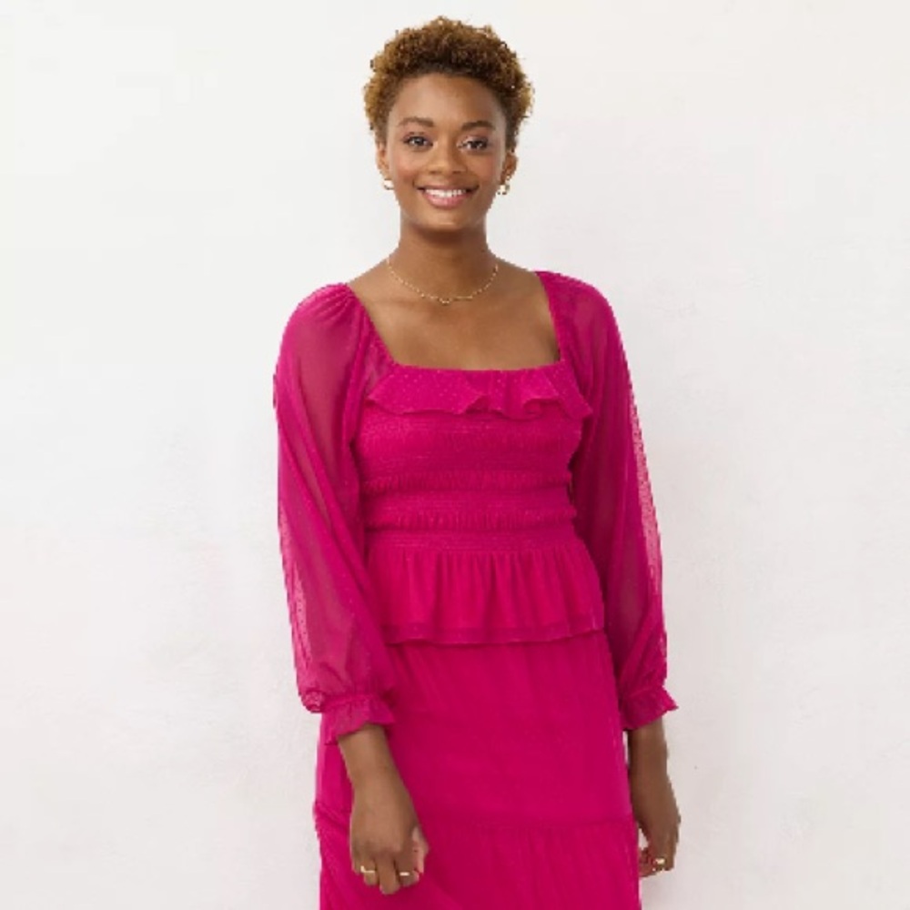 LC Lauren Conrad Smocked Peplum Top - Women’s US L